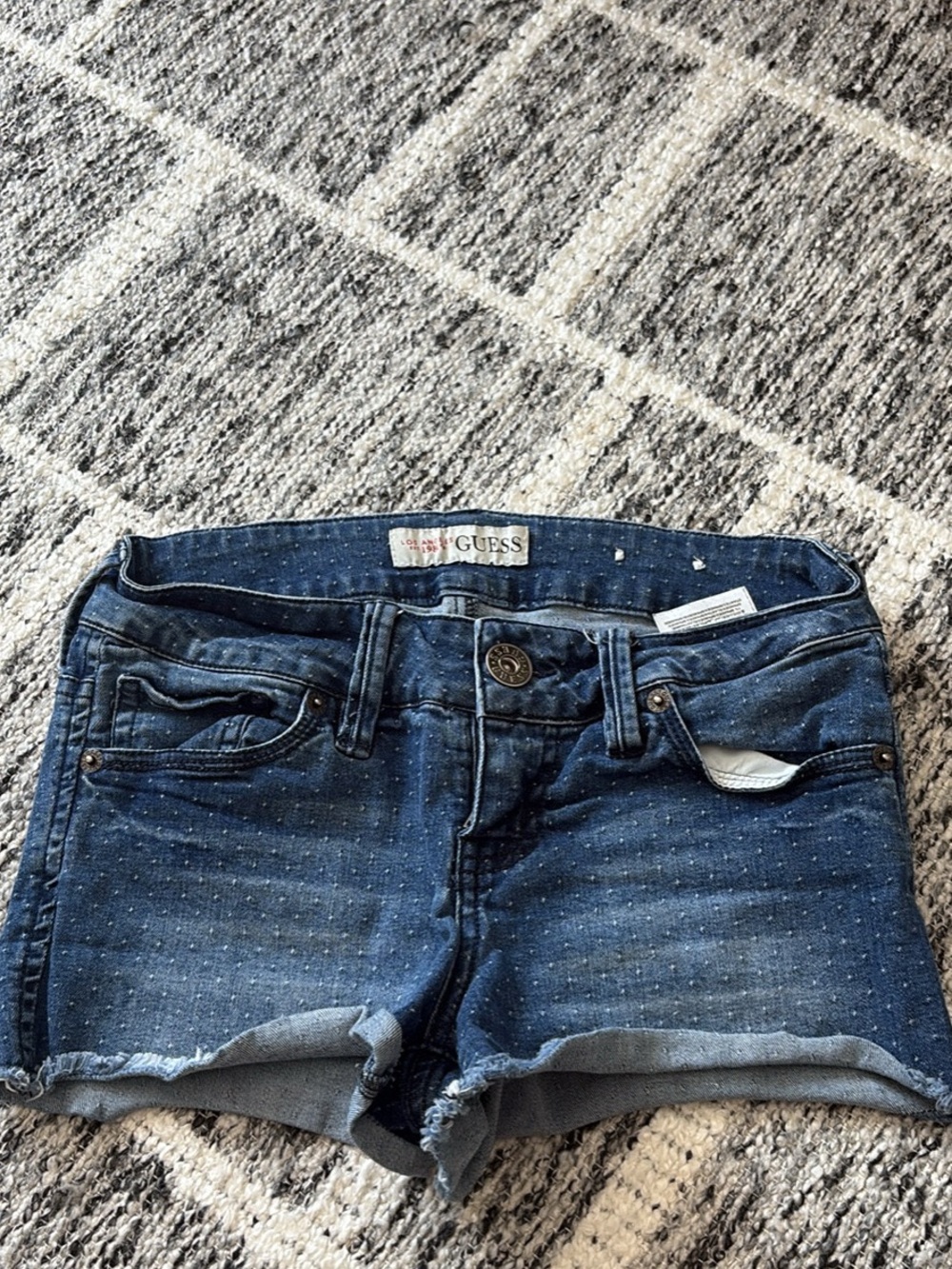 Vintage low rise GUESS Dark Wash Polka Dot Denim Shorts
